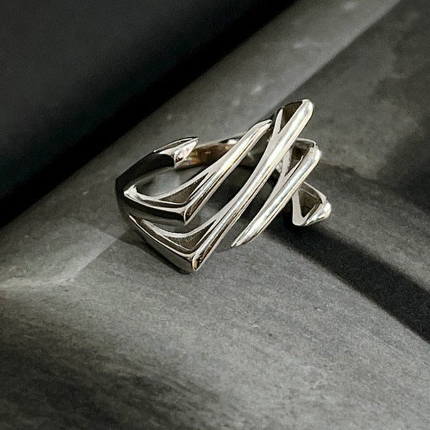 Geometric Confession S925 Silver Index Ring
