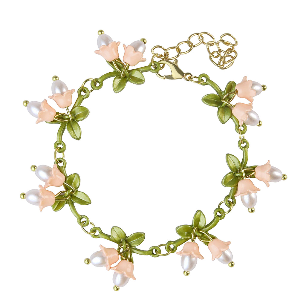 Pearl Flower Leaf Necklace&Bracelet