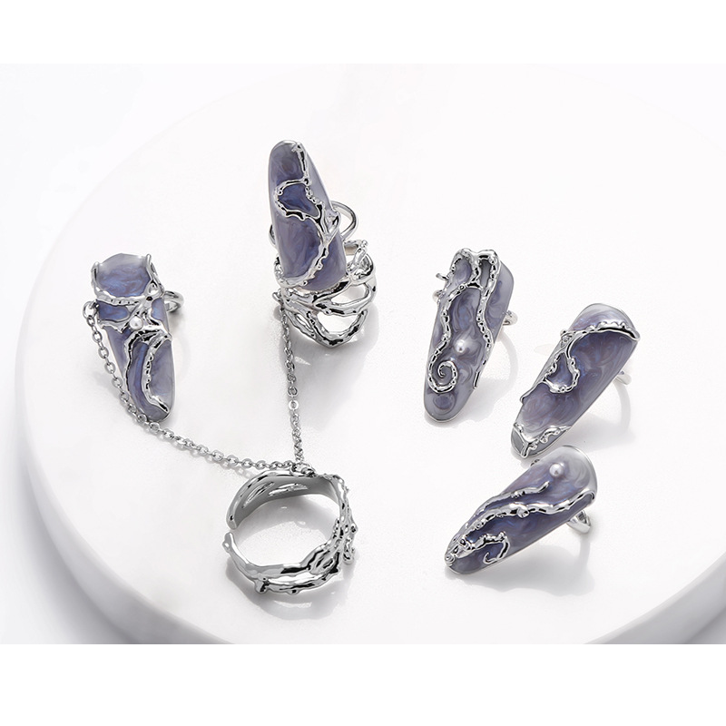 Fancy Pearl Chain Nail Rings | Nail Ring Collection