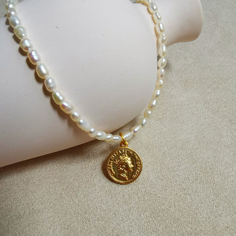 Coin Goddess Natural Freshwater Pearl Necklace