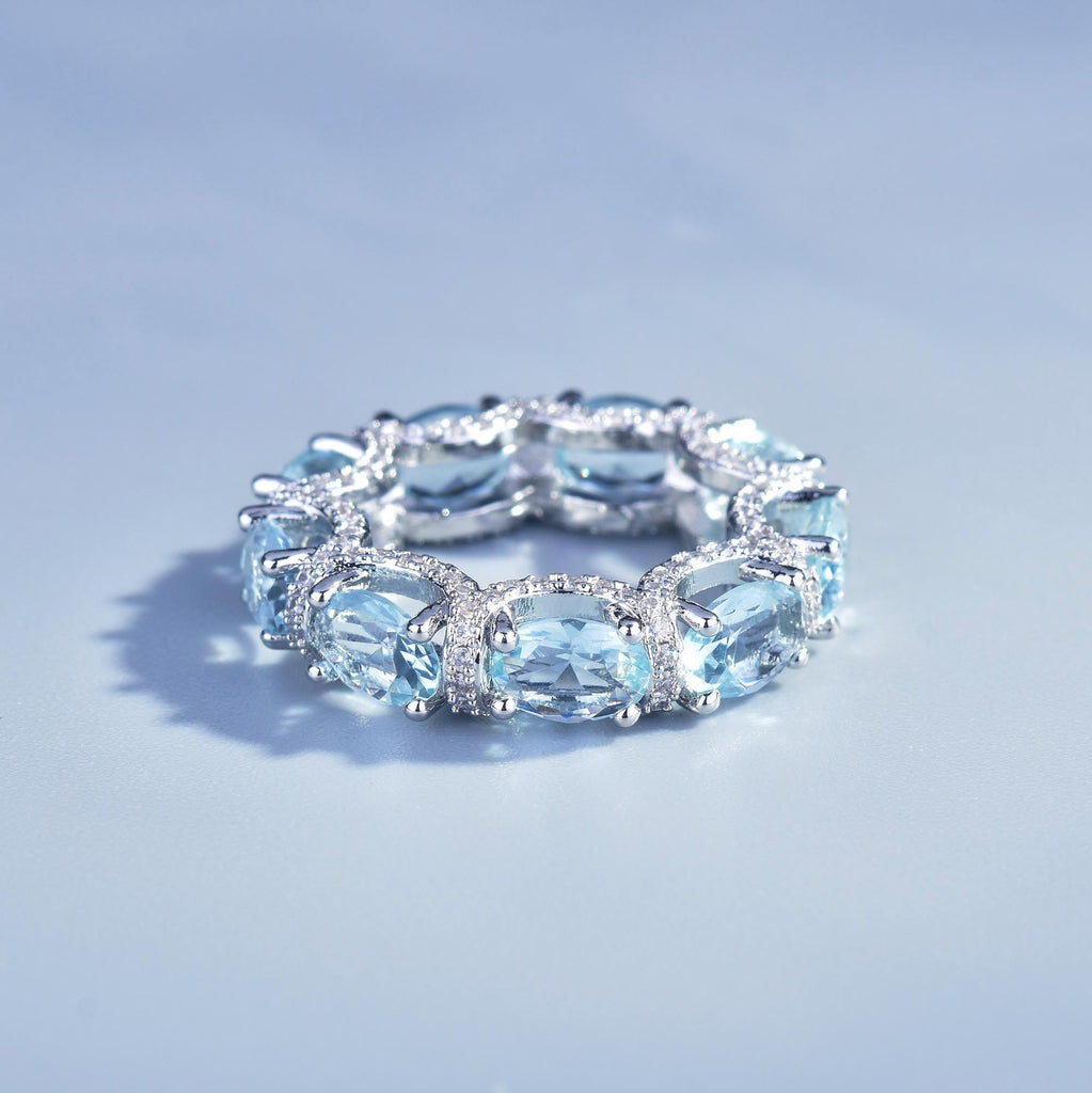 Celestial Sea Luxury Aquamarine Pave Ring