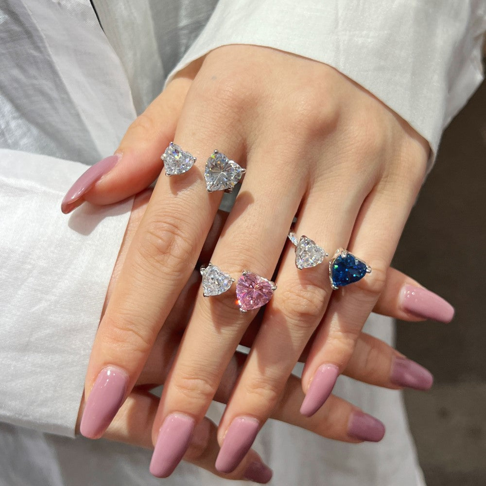 Radiant Heart Gemstone Collection Rings