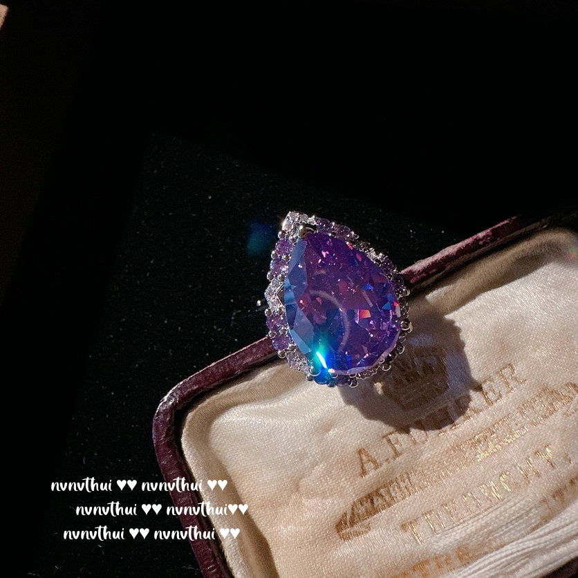 Iris Purple Water Drop Gemstone Necklace