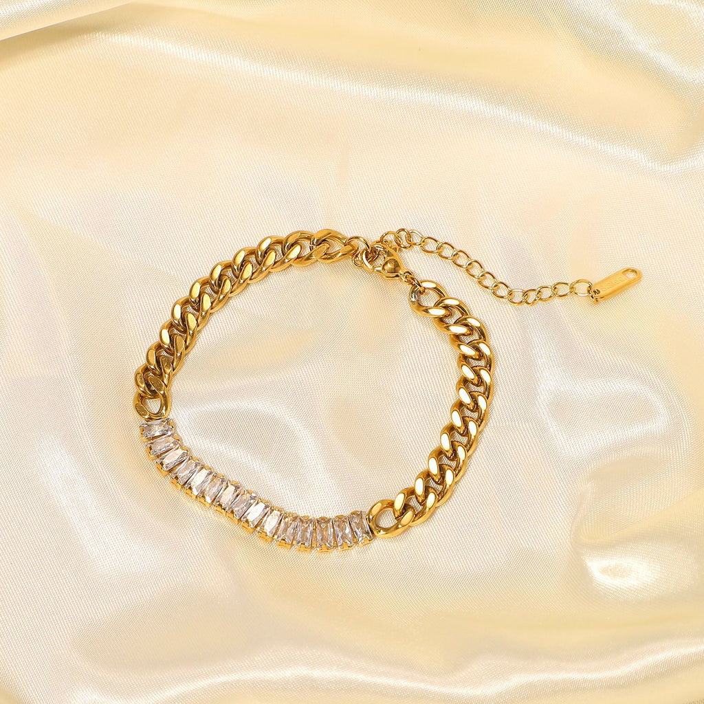 Golden Zirconia Elegance Chain Bracelet