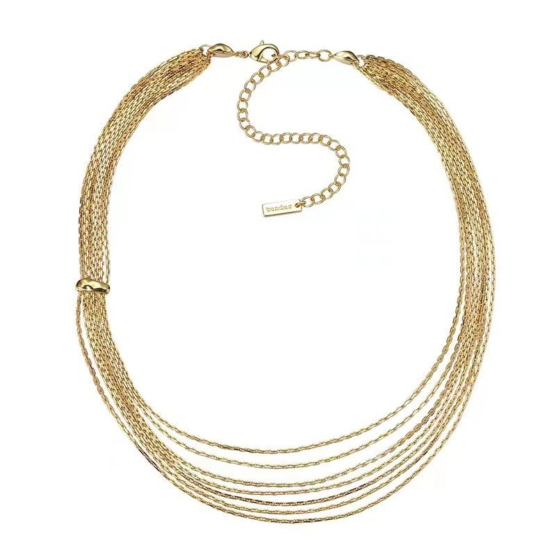 Golden Luxury French-Design Multi-Layer Serpentine Chain Necklace