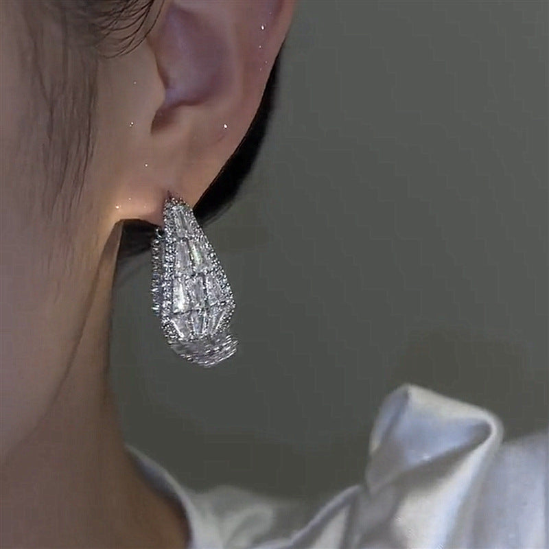 Radiant Waltz - Double-sided Shimmer Zirconia Earrings