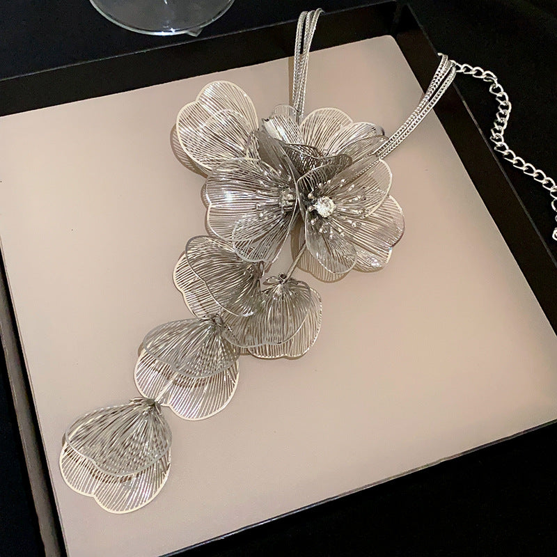 Diamond Tassel Triple-Layer Luxe Collar Necklace