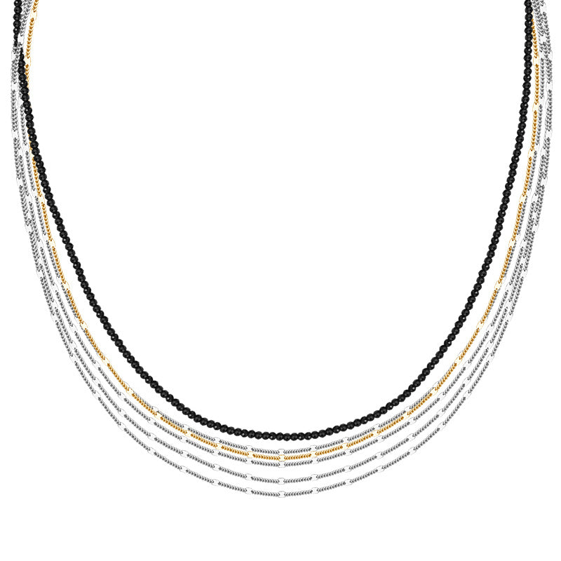 Luxury Artistry: S925 Sterling Silver Multicolor Layered Choker