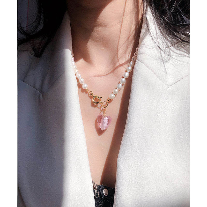 Ocean Heart Luminous Pearl Collar Necklace