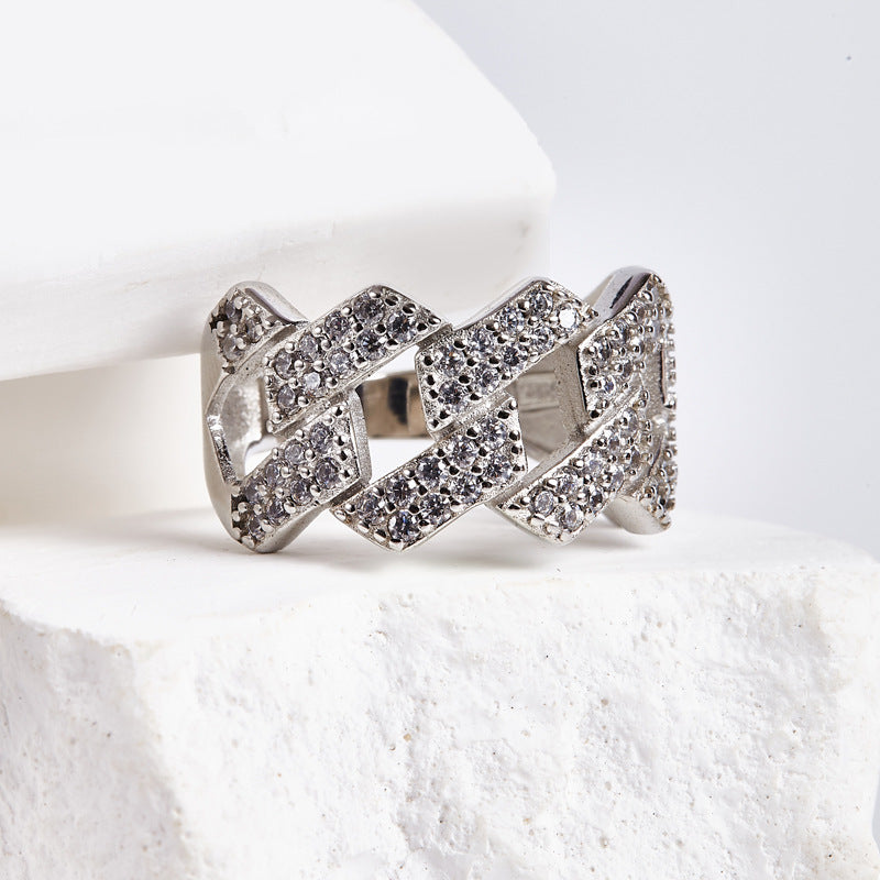 Geometric Zirconia Inlaid Men's Luxury Ring