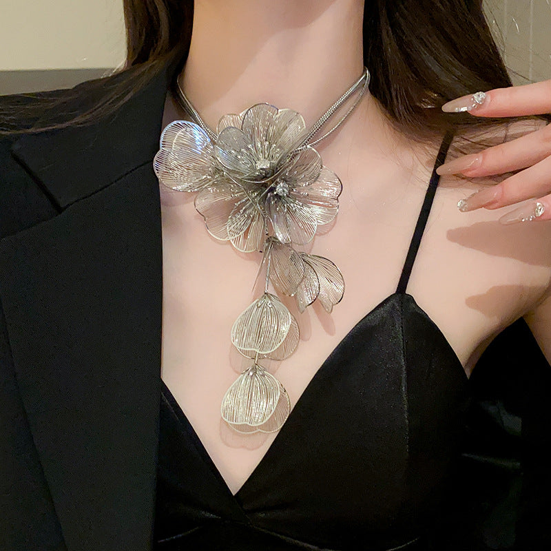 Diamond Tassel Triple-Layer Luxe Collar Necklace