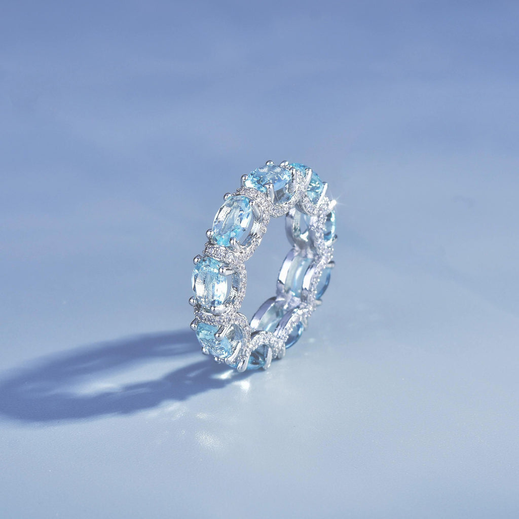 Celestial Sea Luxury Aquamarine Pave Ring