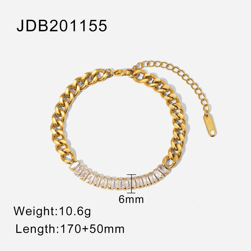 Golden Zirconia Elegance Chain Bracelet