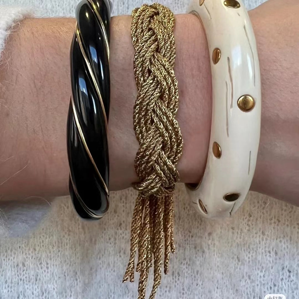 French Chic Braided Tassel Bracelet with Vintage Flair