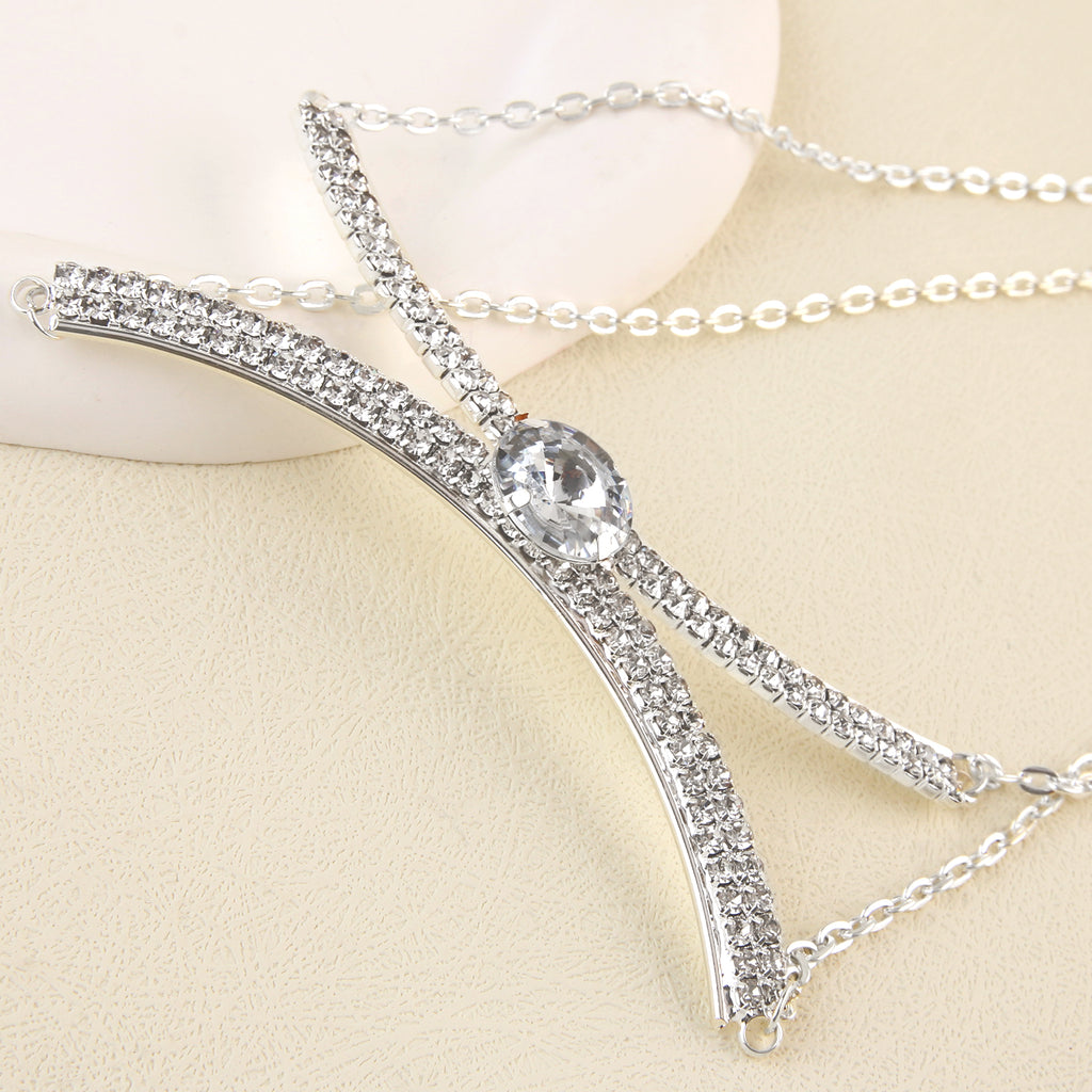 Fashion Sliver Diamond Chest Chain