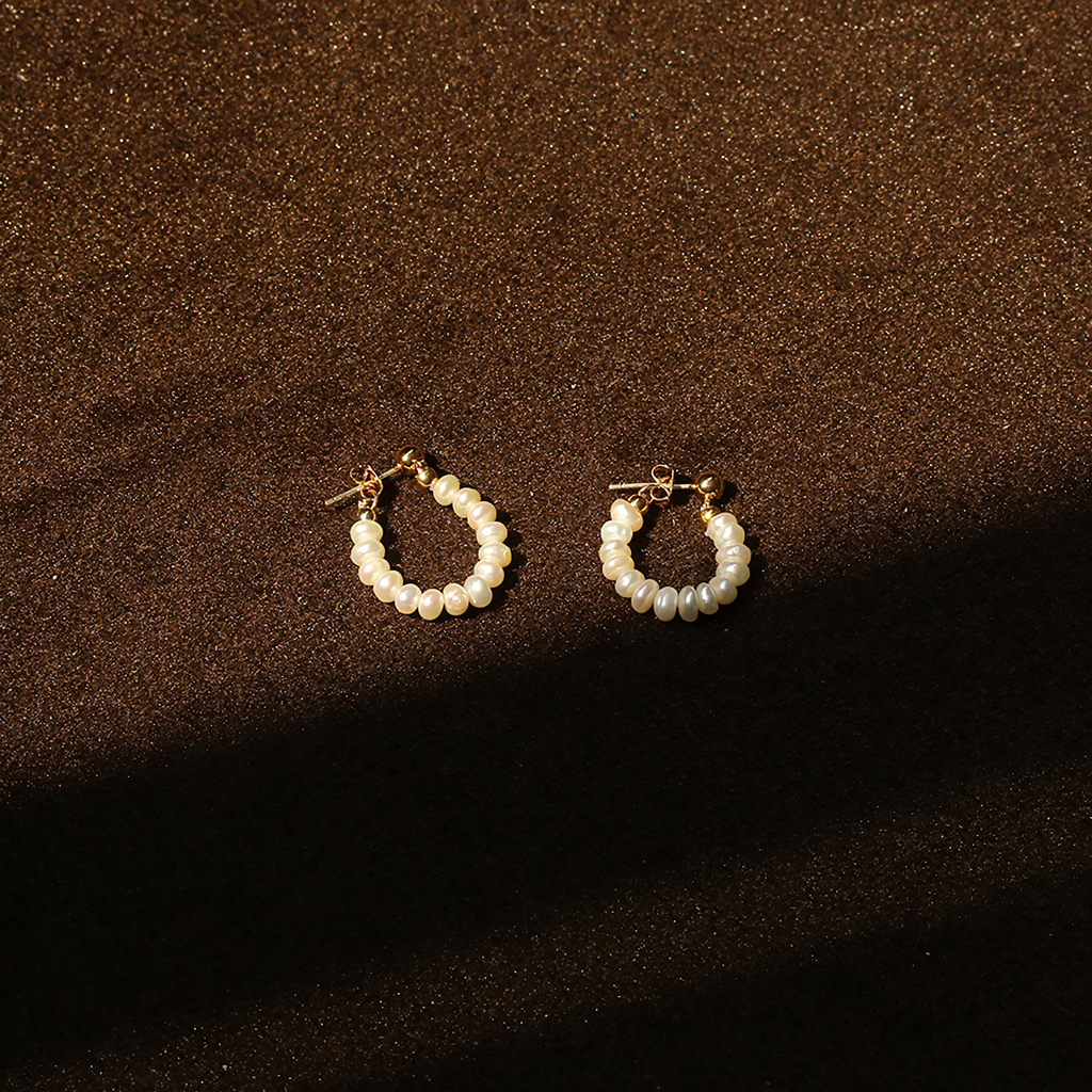 Dainty Pearl Hoops Earrings