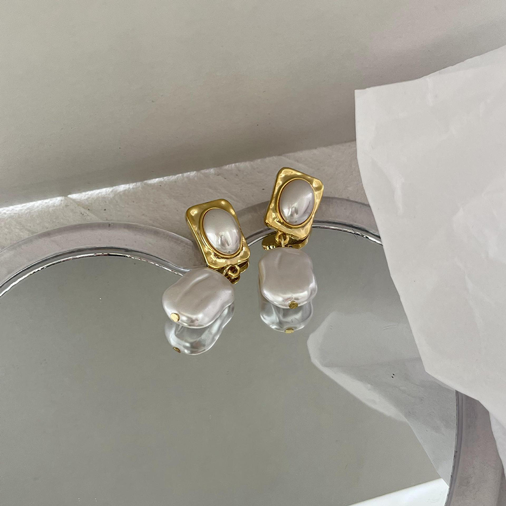 Baroque Gold Pearl Earrings