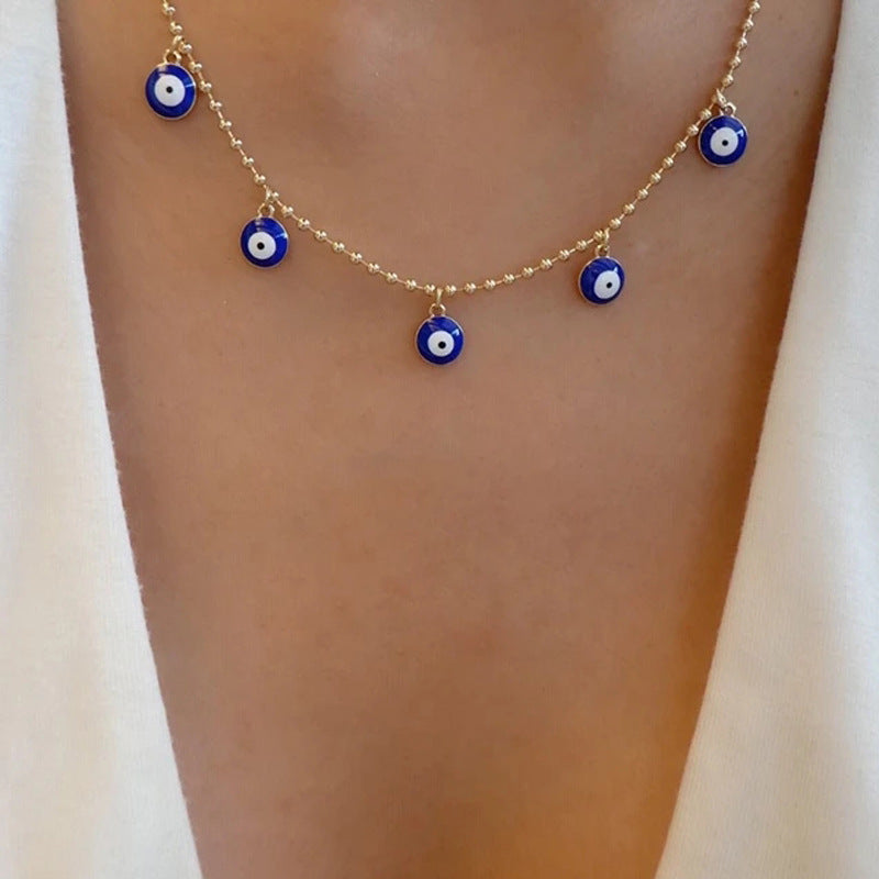 Blue Eyes Beaded Chain Necklace