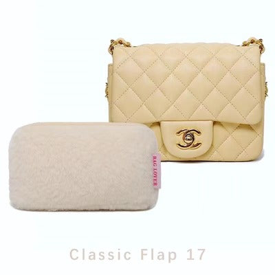 Cream White Furry Pillow Luxury Bag Shaper for Classic Flap Bag 17/20/25