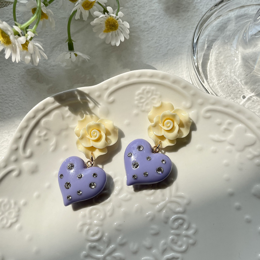 Camellia Purple Heart Earrings