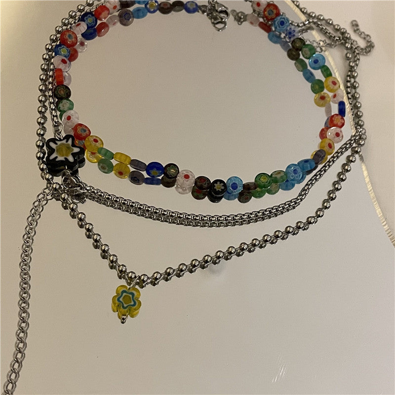 Colorful Floral Bohe Stacked Necklace