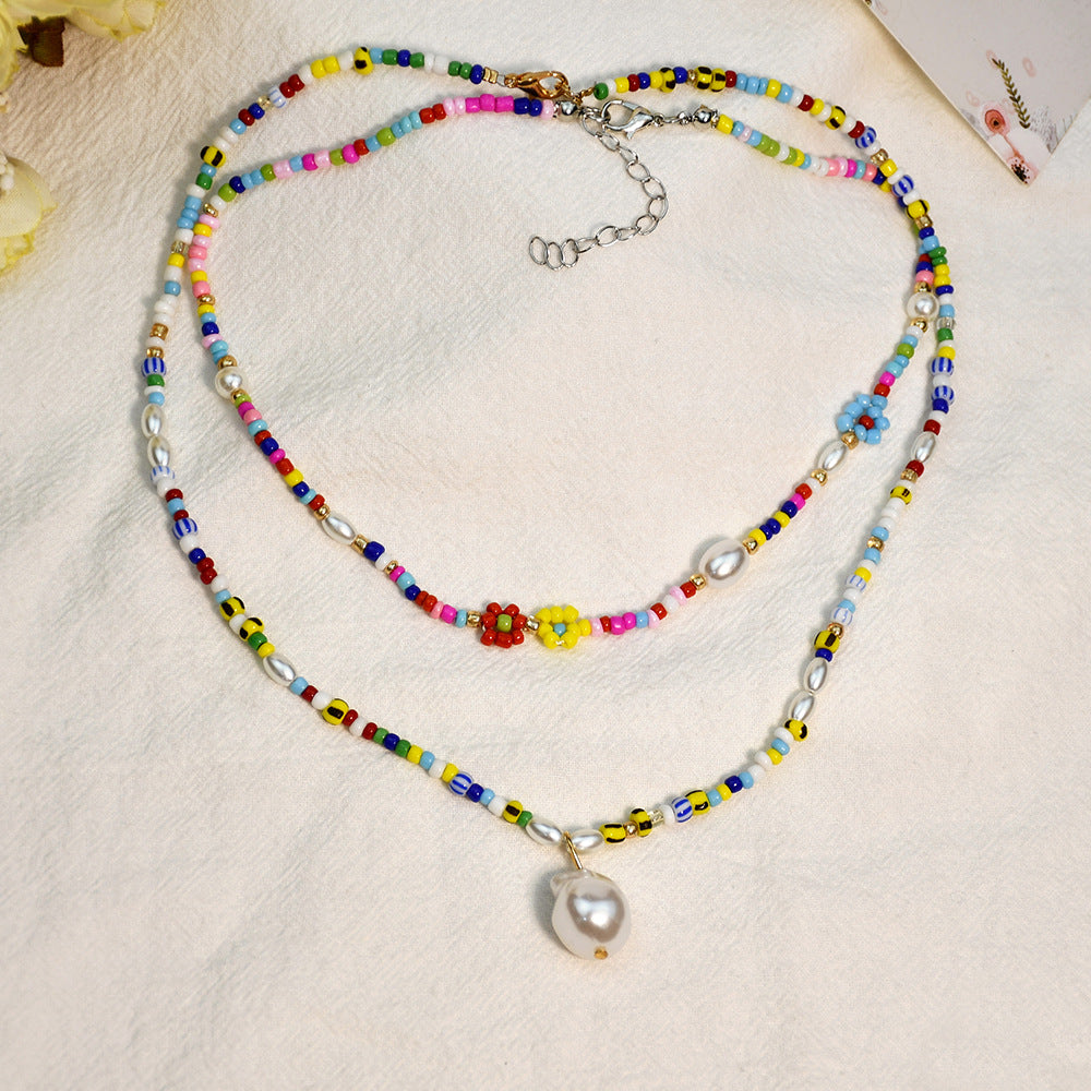 Colorful Flower Beaded Necklace