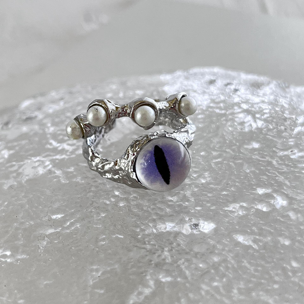 Double-eyed Pearl Open Ring