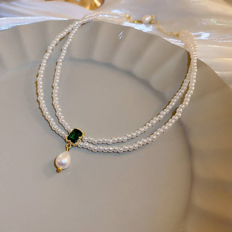 Wassertropfen-Edelstein & Diamant-Perlen-Kristall-Halskette