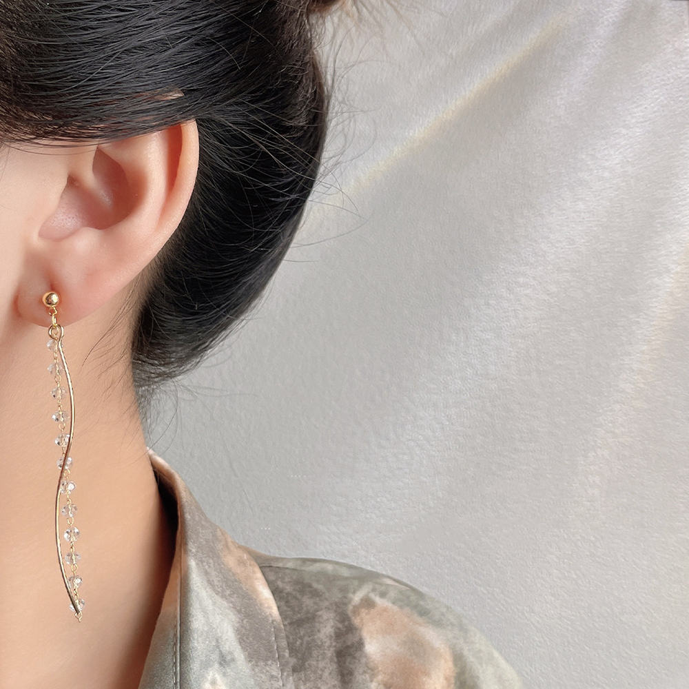Boucles d'oreilles pendantes en cristal doré