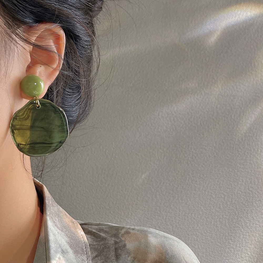 Green Acrylic Dangle Earrings