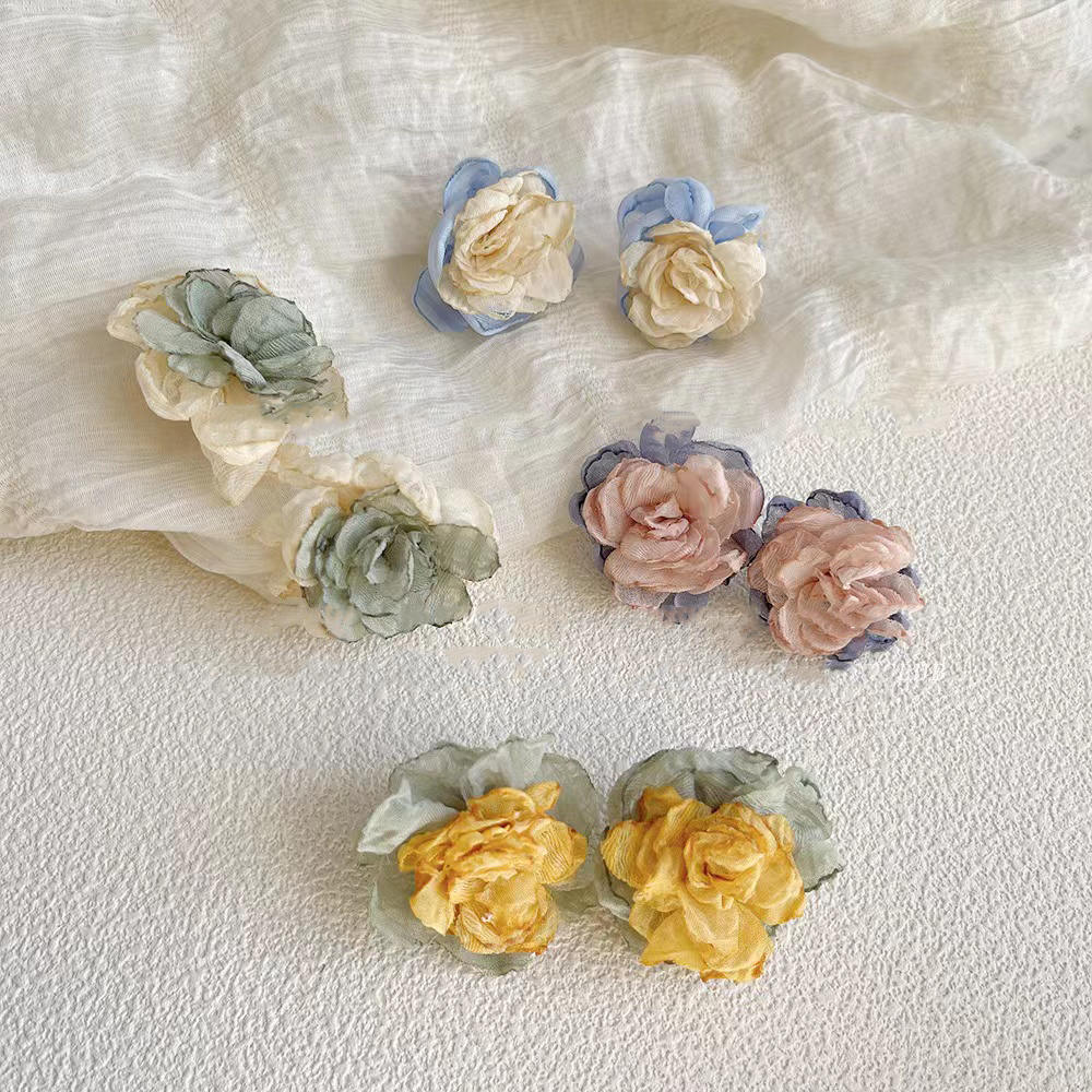 Handmade Fabric Flower Earrings