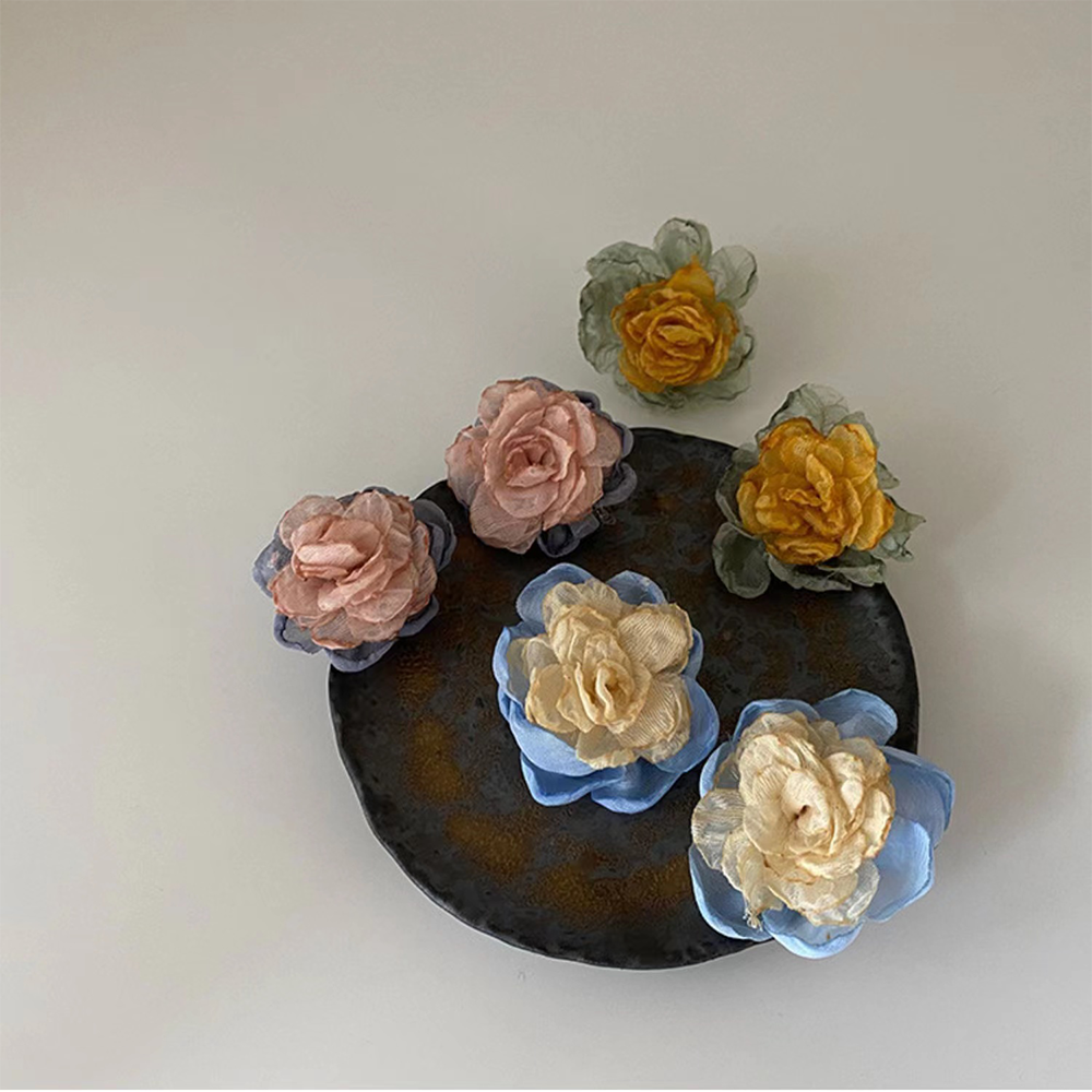 Handmade Fabric Flower Earrings