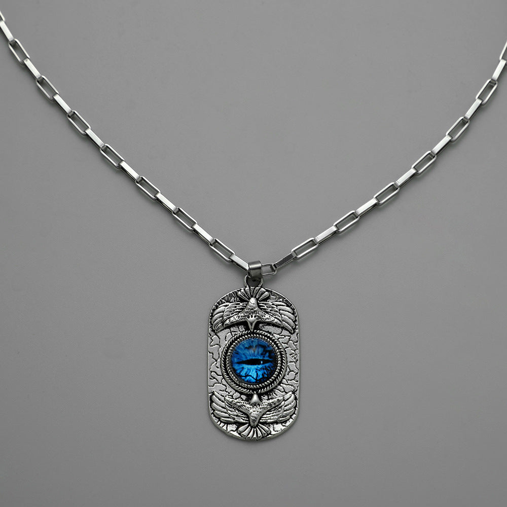 Hip-hop Double Eagle Tag Necklace with Evil Eye