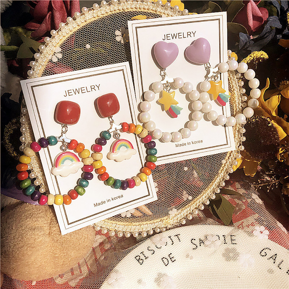 Große kollidierende Perlen & Regenbogen-Ohrringe