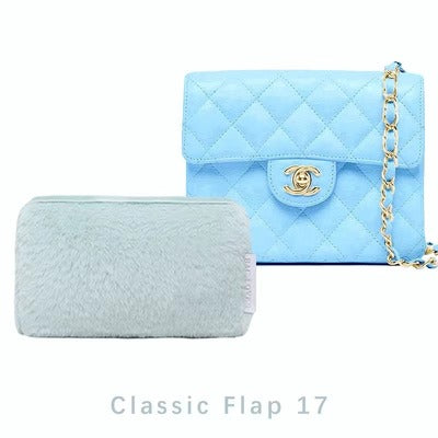 Baby Blue Furry Pillow Luxury Bag Shaper for Classic Flap Bag 17/20/25