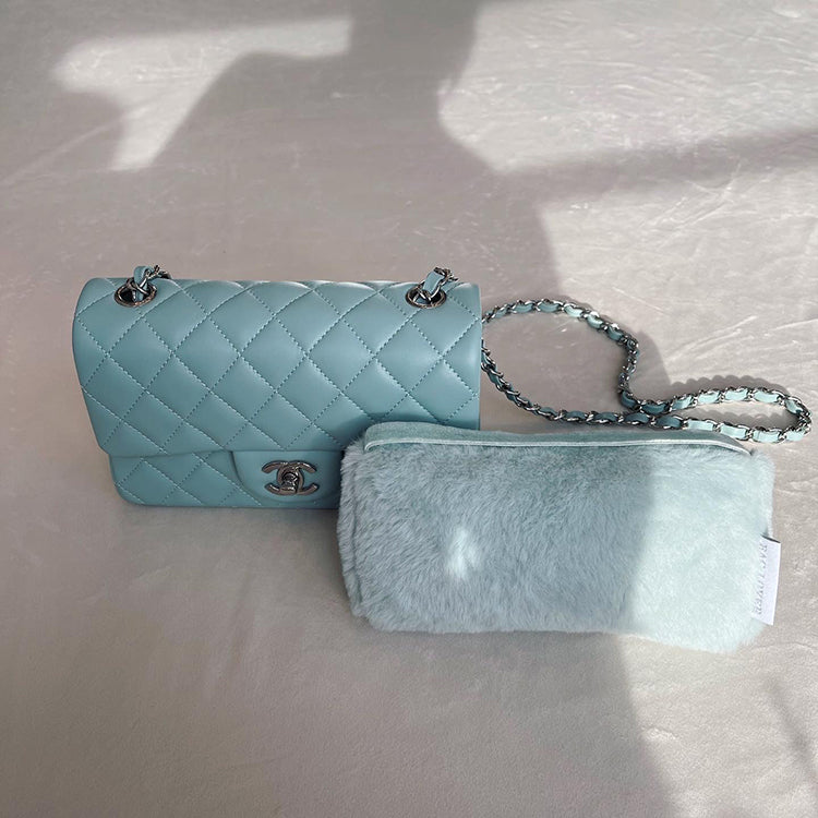 Baby Blue Furry Pillow Luxury Bag Shaper for Classic Flap Bag 17/20/25