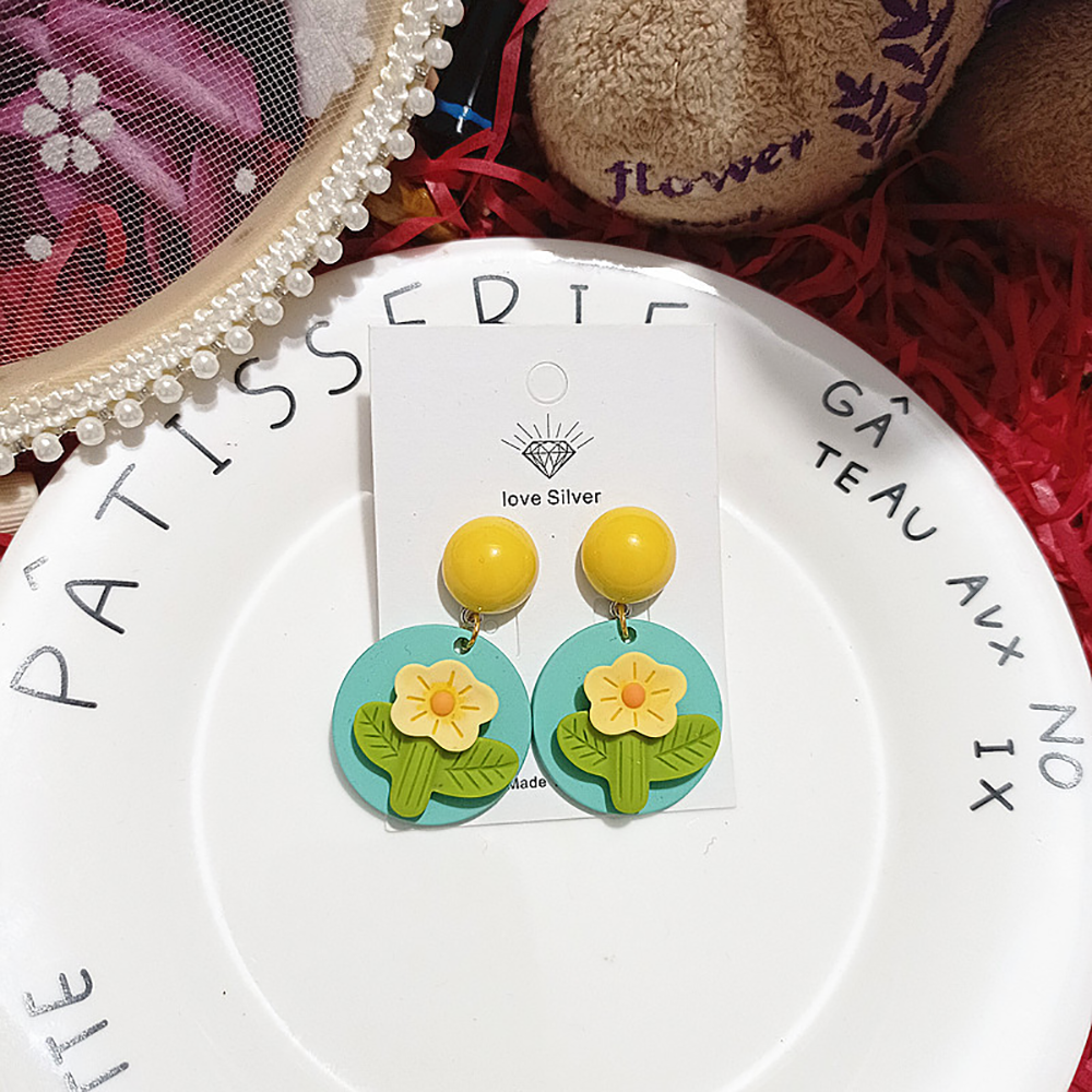 Macaron Candy Color Flower Earrings