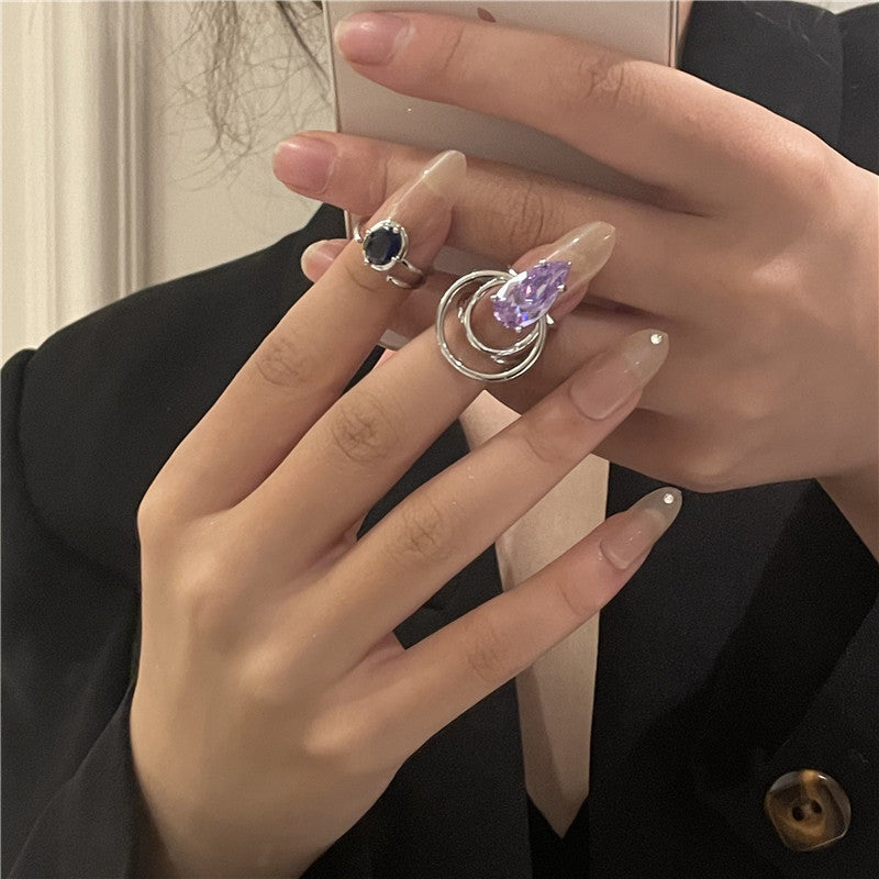Halo Gem Nail Ring Set Chain Finger Ring,Fingertip Ring,Open Ring,Fingernail Protective Ring,Adjustable Ring,Nail Cover,Nail Accessory