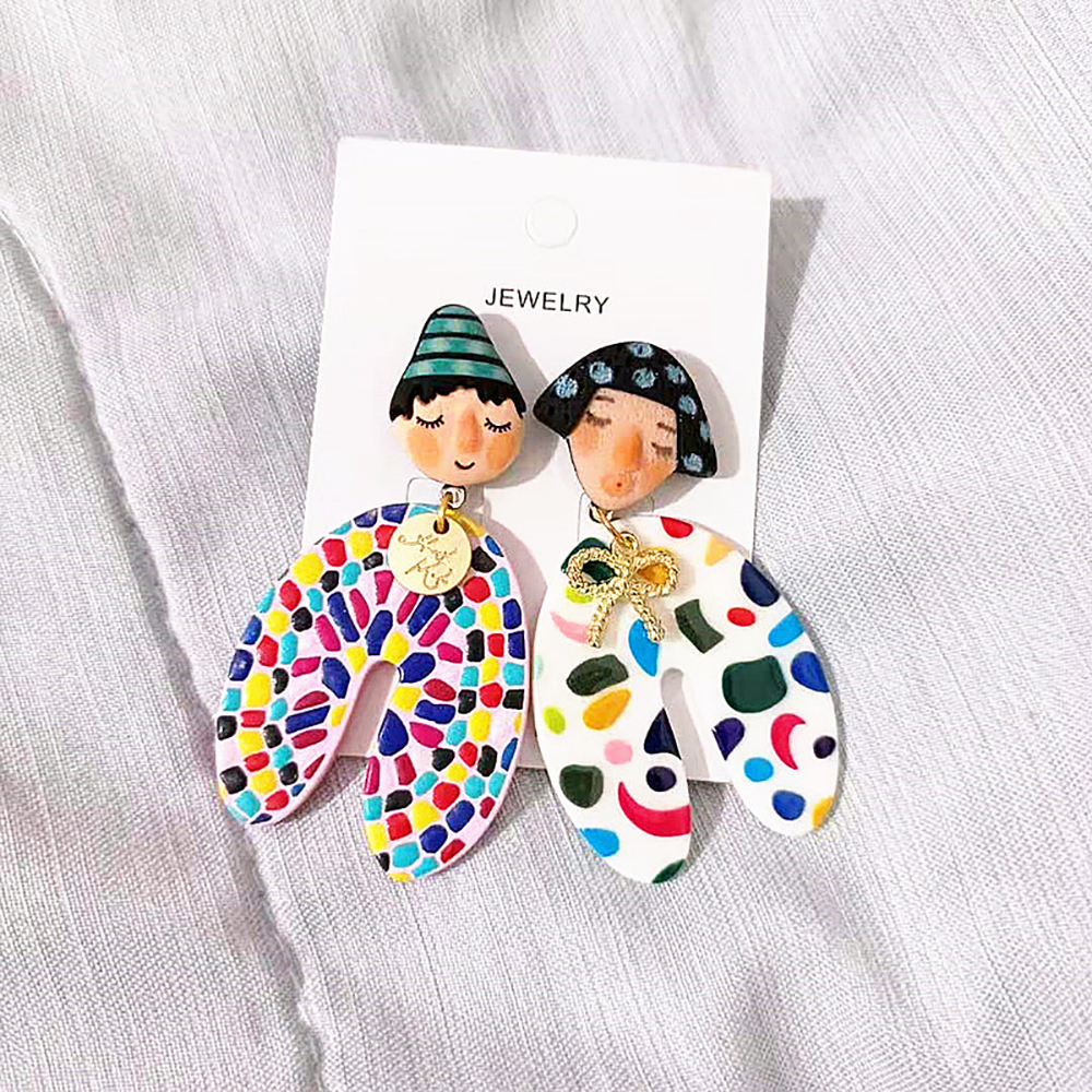Painted Doll Earring