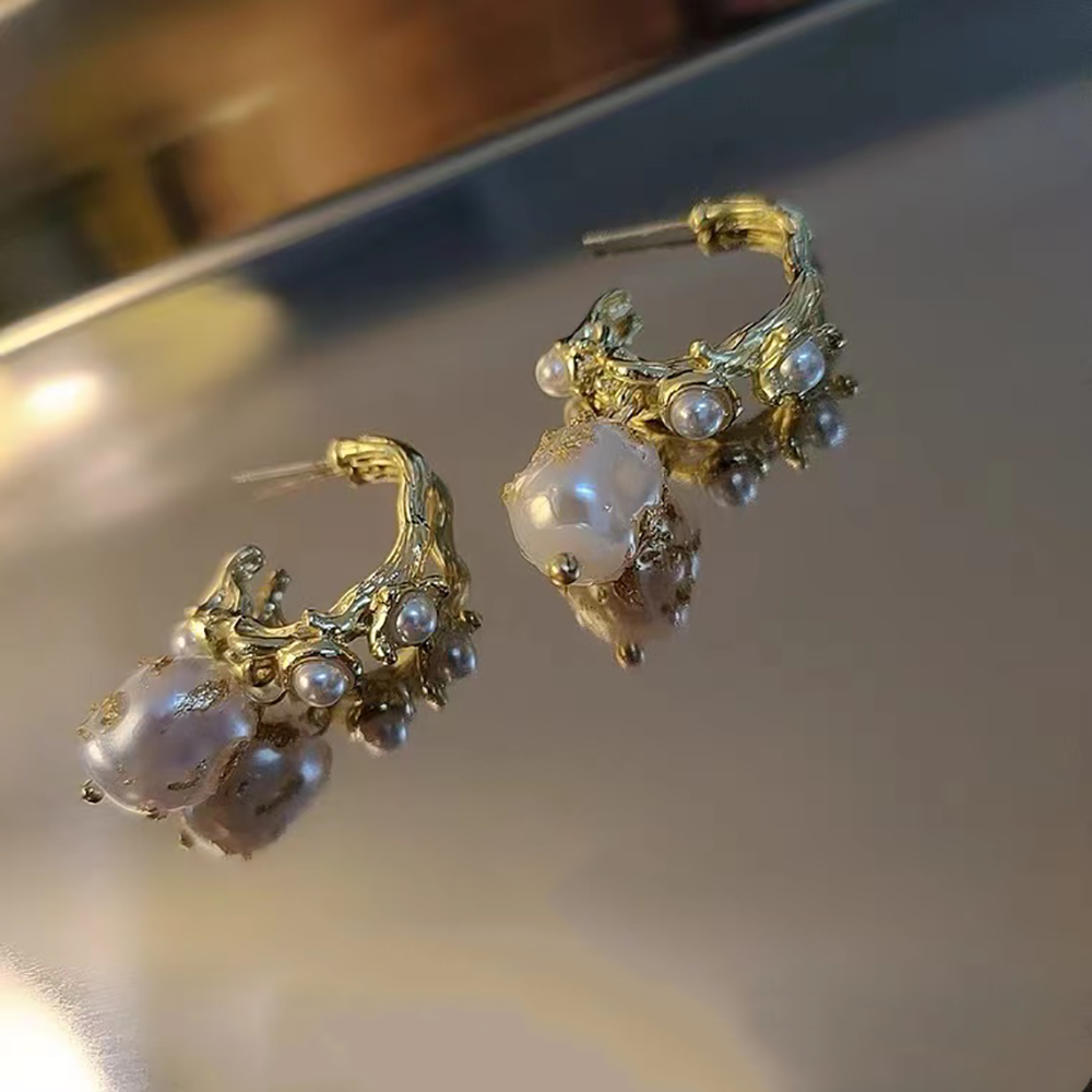 Boucles d'oreilles en perles de style palais