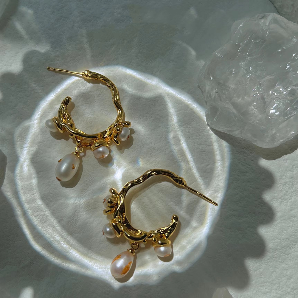 Boucles d'oreilles en perles de style palais