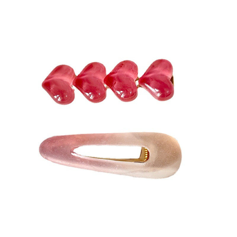 Pink Heart Jelly Duckbill Clip Set