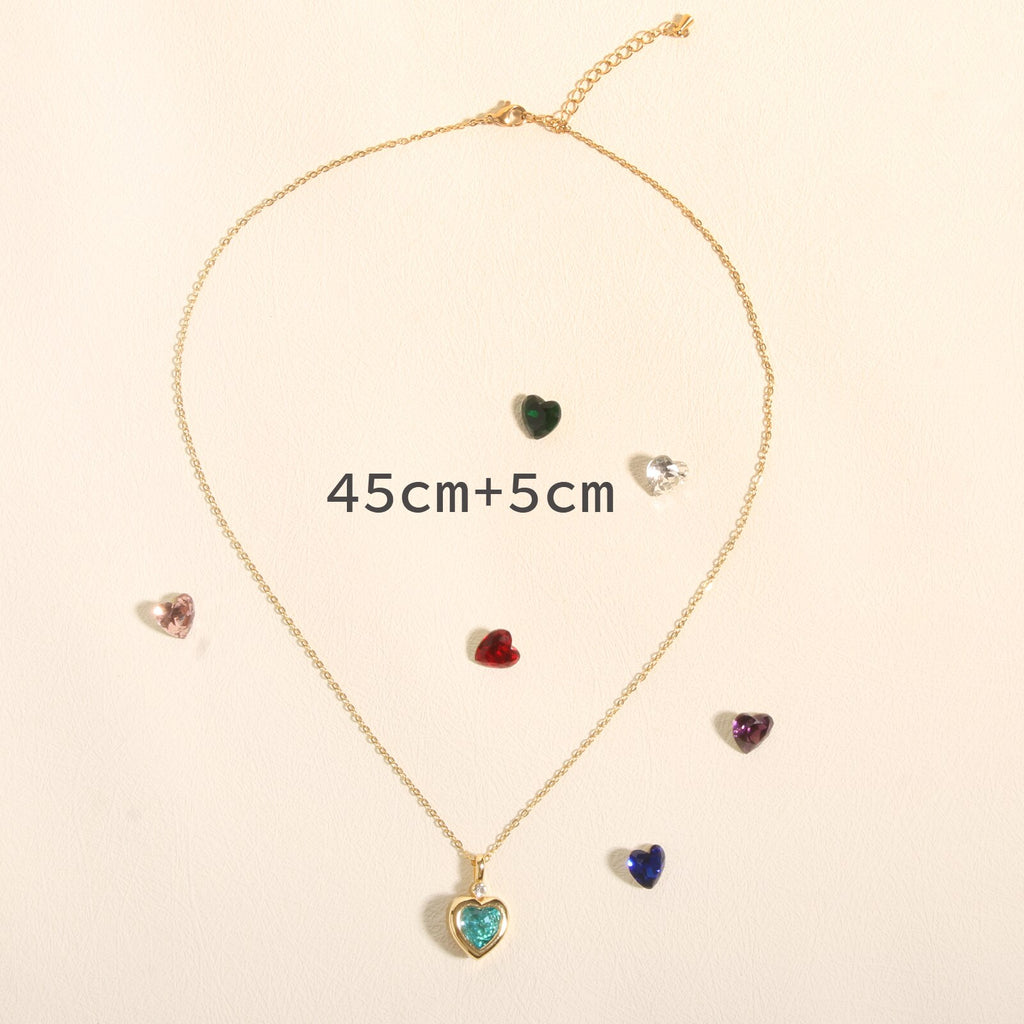 Sheilabox 7 Heart Birthstone Charm 18K Gold Filled AAAAA CZ Pendant Dainty Lucky Necklace Multicolor Available DIY Jewelry