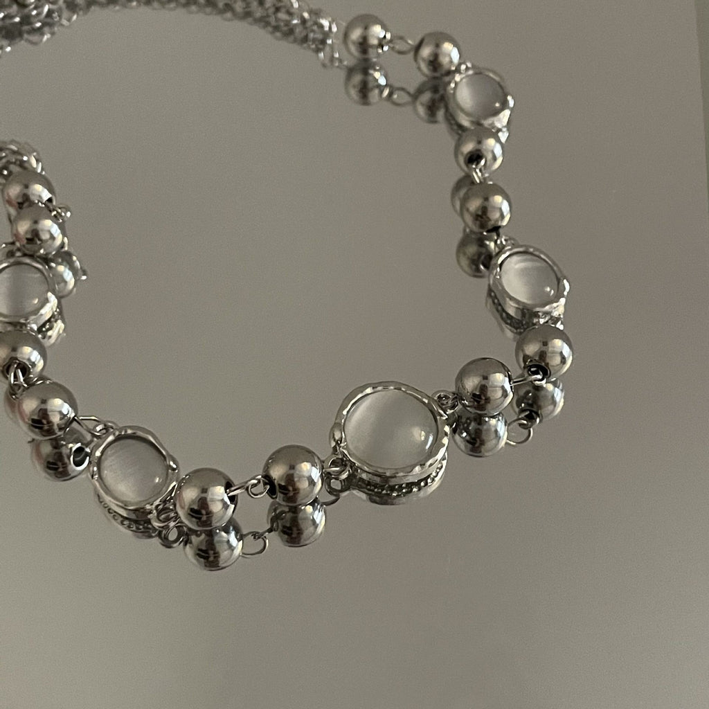Collier goutte d'eau pierres précieuses et diamant perle cristal