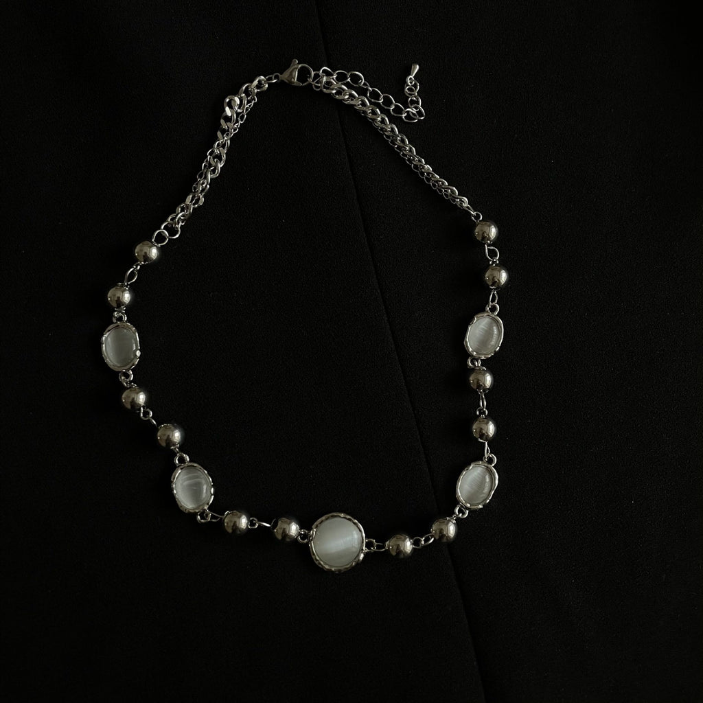 Silver Round Gemstone Necklace
