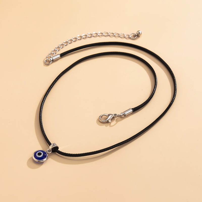 Simple Blue Evil Eye Pendant Necklace