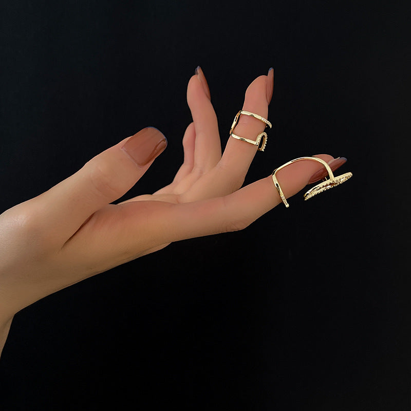 Simple Gold Fingertip Nail Ring Chain Finger Ring,Fingertip Ring,Open Ring,Fingernail Protective Ring,Adjustable Ring,Nail Cover,Nail Accessory