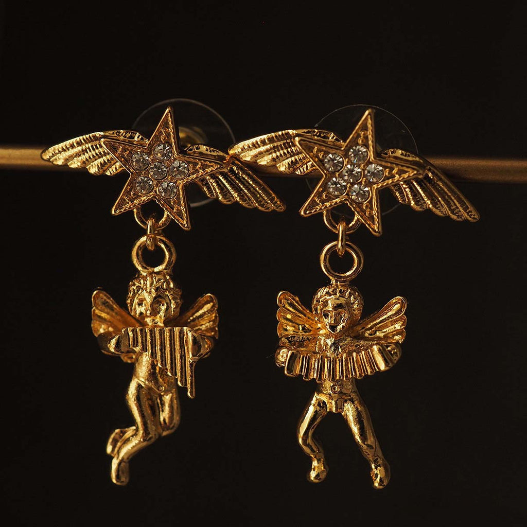 Vintage Asymmetrical Angel Earrings