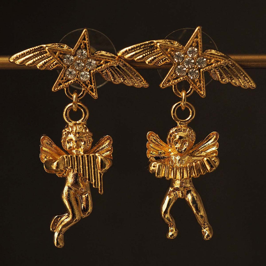 Vintage Asymmetrical Angel Earrings