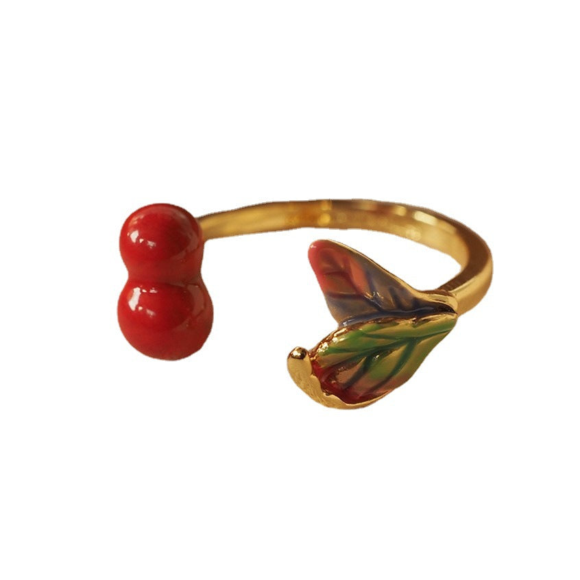 Vintage Cherry Open Ring
